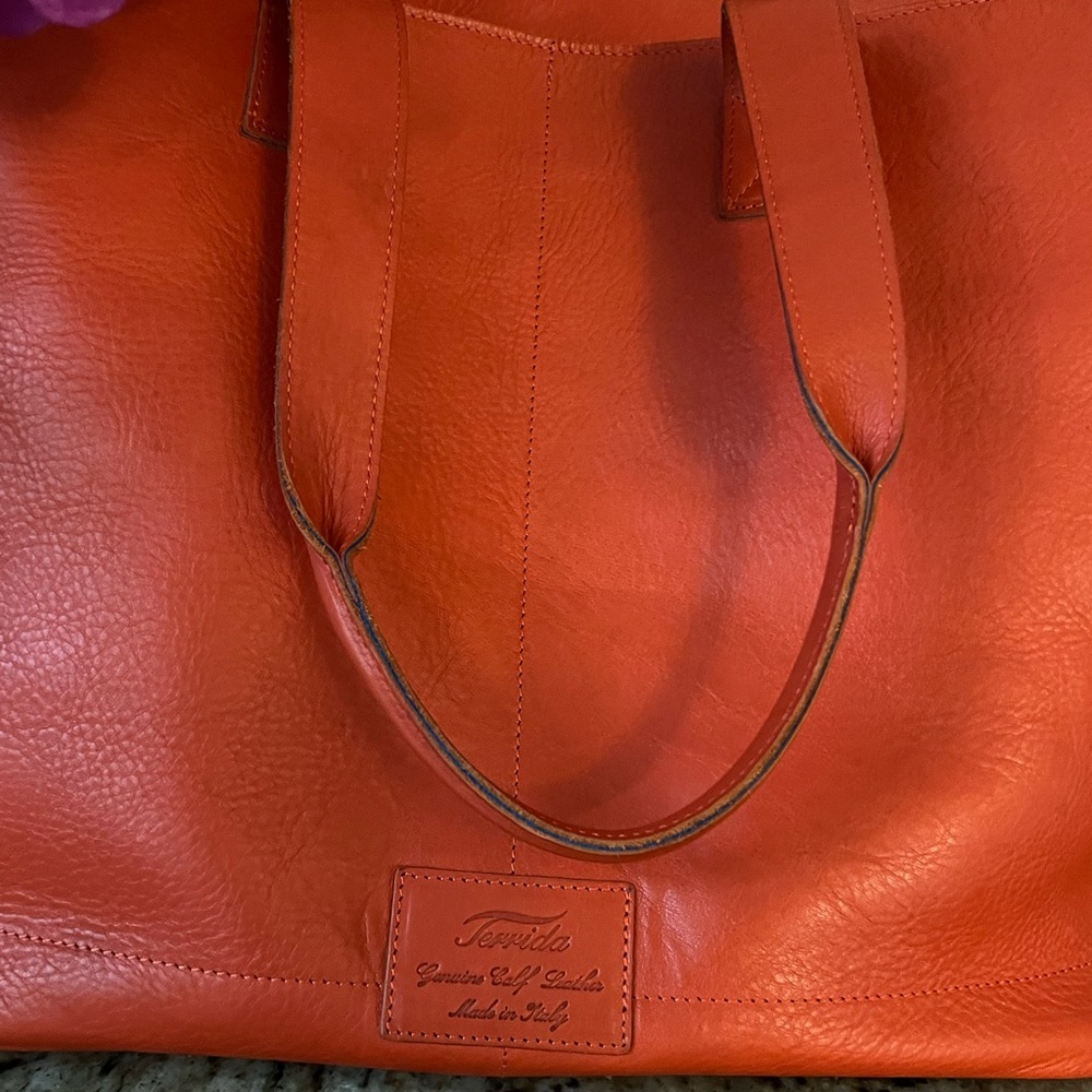 TERRIDA Solar Bag Tote Shopper Genuine Leather Made In Italy.!! - Picture 2 of 10